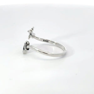 CUBIC ZIRCONIA STERLING SILVER RING (PLANE & STAR)