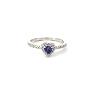 TANZANITE CUBIC ZIRCONIA STERLING SILVER RING (HEART)