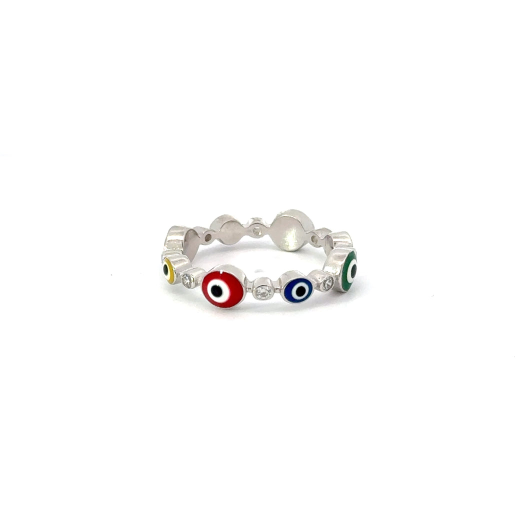 MULTICOLORED EVIL EYE RING