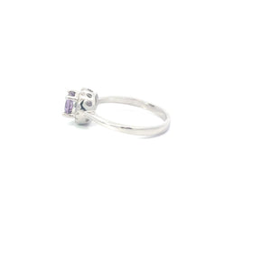 AMETHYST CUBIC ZIRCONIA STERLING SILVER RING (ROUND)