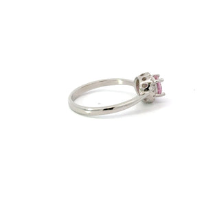 PINK SAPPHIRE CUBIC ZIRCONIA STERLING SILVER RING (ROUND)