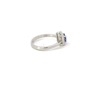 TANZANITE CUBIC ZIRCONIA STERLING SILVER RING (PRINCESS)