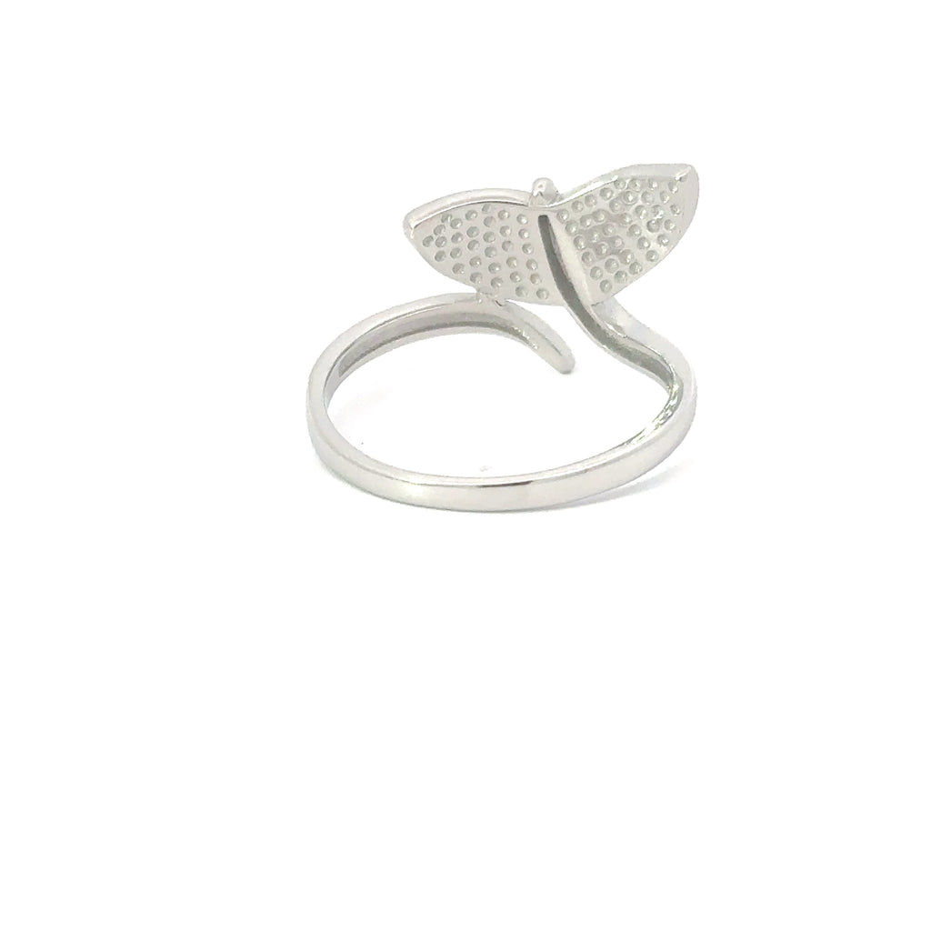 0109803401 Blue whale tail lab opal sterling silver ring