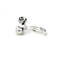 Load image into Gallery viewer, DOUBLE SKULL STERLING SILVER RING