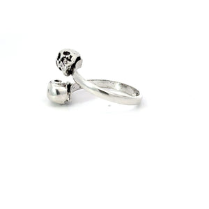 DOUBLE SKULL STERLING SILVER RING