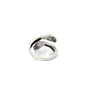 HUGGING HANDS STERLING SILVER RING