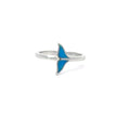 Blue lab opal whale tail sterling silver ring