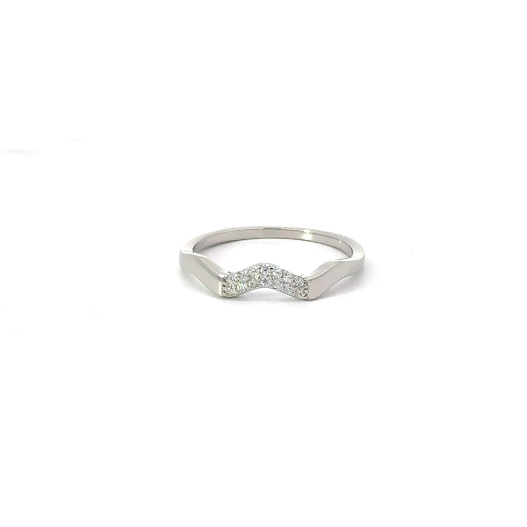 WHITE CUBIC ZIRCONIA STERLING SILVER RING (WAVY)