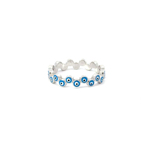 LIGHT BLUE EVIL EYE RING