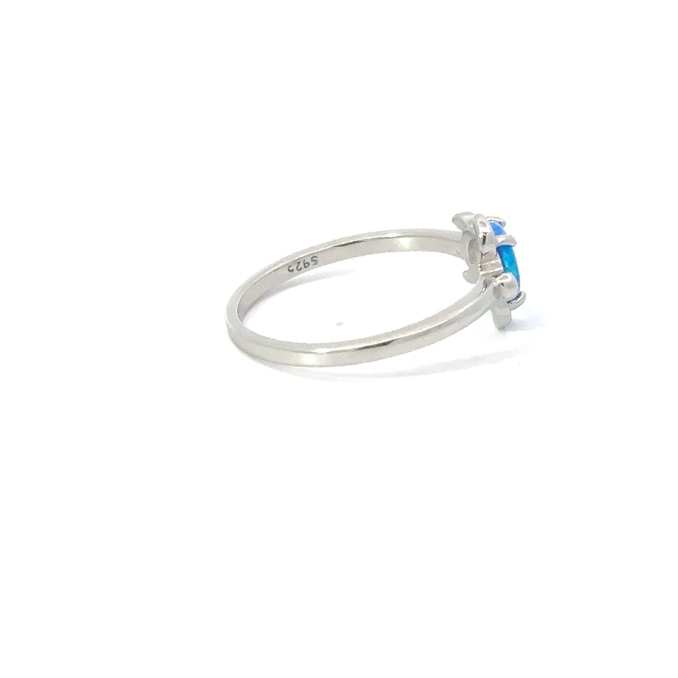 Blue turtle lab opal sterling silver ring