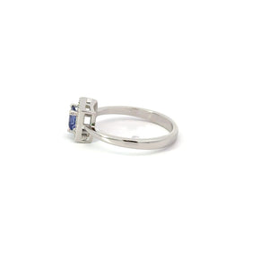 TANZANITE CUBIC ZIRCONIA STERLING SILVER RING (PRINCESS)