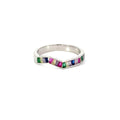 Rainbow Multi-Colored Cubic Zirconia Sterling Silver Ring Band
