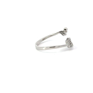 WHITE CUBIC ZIRCONIA STERLING SILVER RING (MUSICAL NOTES)