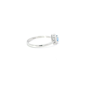 AQUAMARINE CUBIC ZIRCONIA STERLING SILVER RING (PRINCESS)