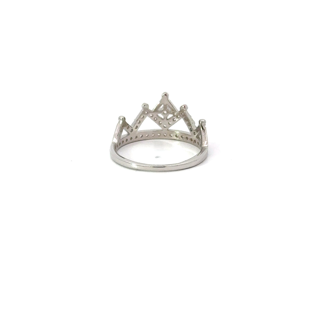 WHITE CUBIC ZIRCONIA STERLING SILVER RING (CROWN)