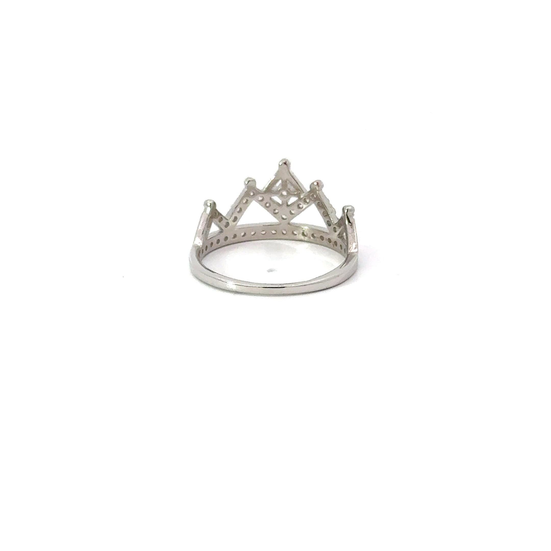 WHITE CUBIC ZIRCONIA STERLING SILVER RING (CROWN)