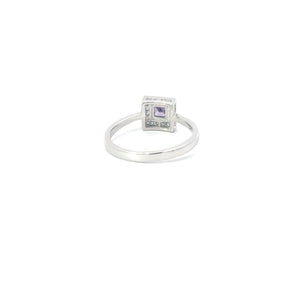 AMETHYST CUBIC ZIRCONIA STERLING SILVER RING (PRINCESS)