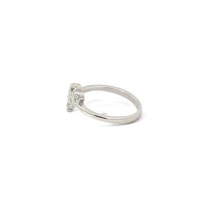 CUBIC ZIRCONIA STERLING SILVER RING (FLOWER AND BUTTERFLY)