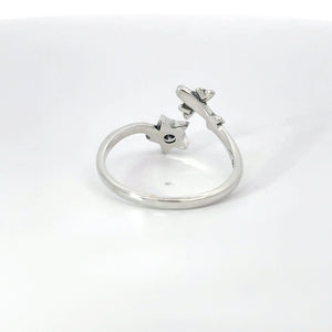 CUBIC ZIRCONIA STERLING SILVER RING (PLANE & STAR)