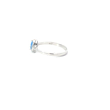 Load image into Gallery viewer, AQUAMARINE CUBIC ZIRCONIA STERLING SILVER RING (TEARDROP)