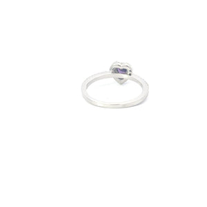 AMETHYST CUBIC ZIRCONIA STERLING SILVER RING (HEART)