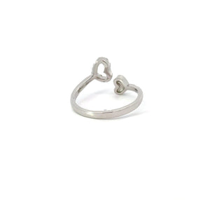 WHITE CUBIC ZIRCONIA STERLING SILVER RING (HEARTS)