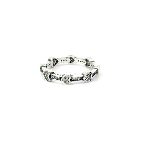 WHITE CUBIC ZIRCONIA STERLING SILVER RING (HEARTS)