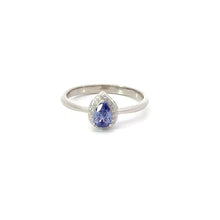 Load image into Gallery viewer, TANZANITE CUBIC ZIRCONIA STERLING SILVER RING (TEARDROP)