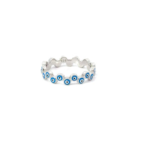 LIGHT BLUE EVIL EYE RING