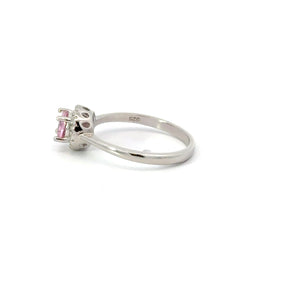 PINK SAPPHIRE CUBIC ZIRCONIA STERLING SILVER RING (ROUND)