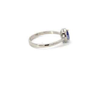 TANZANITE CUBIC ZIRCONIA STERLING SILVER RING (TEARDROP)