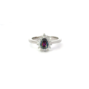 MYSTIC TOPAZ CUBIC ZIRCONIA STERLING SILVER RING (TEARDROP)