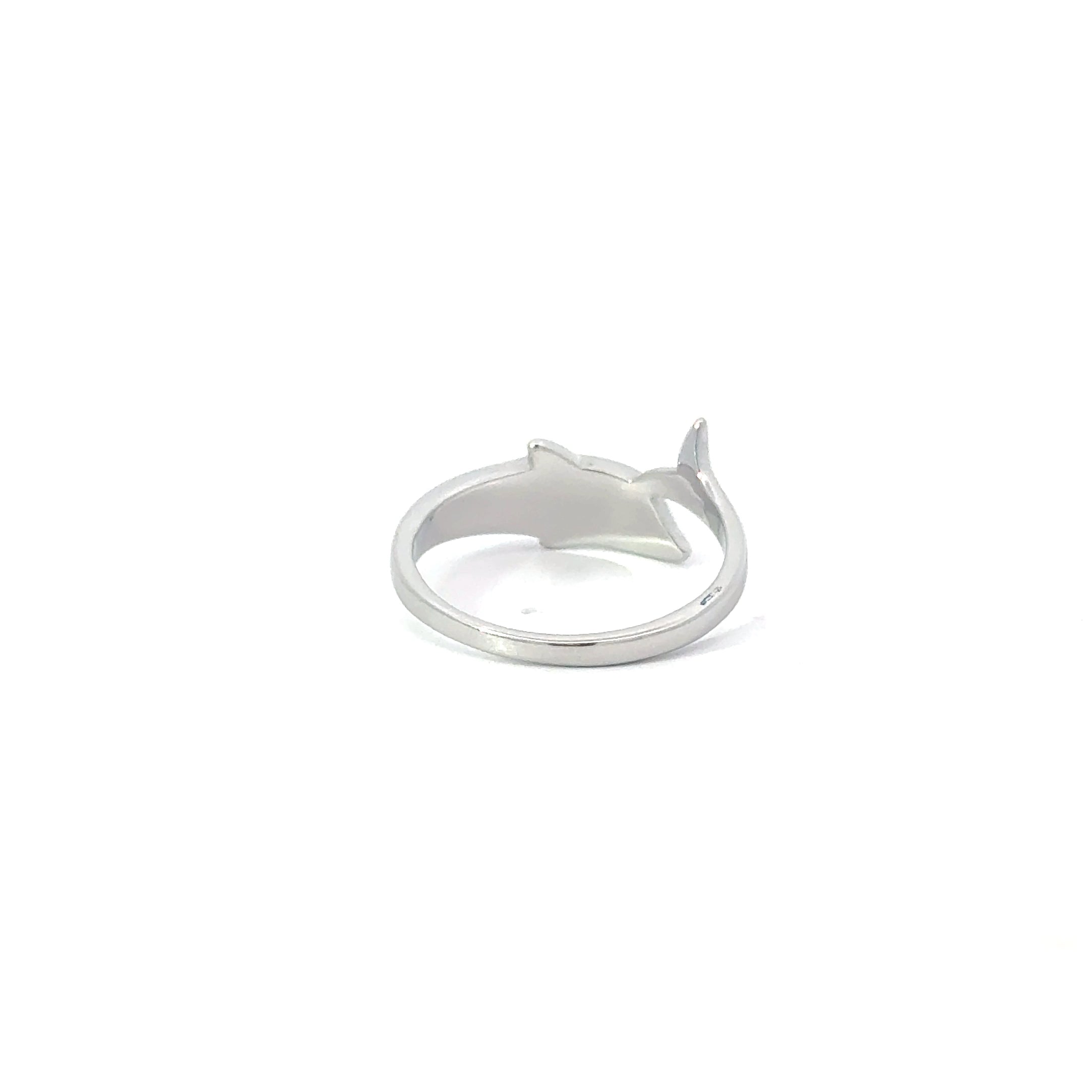 Blue lab opal dolphin sterling silver ring