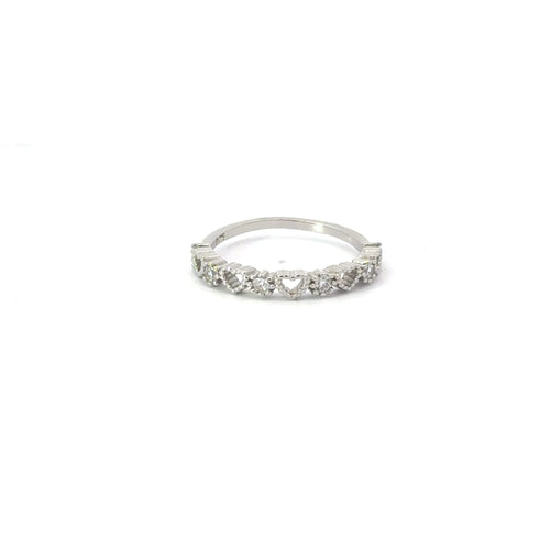 WHITE CUBIC ZIRCONIA STERLING SILVER RING (HEART)