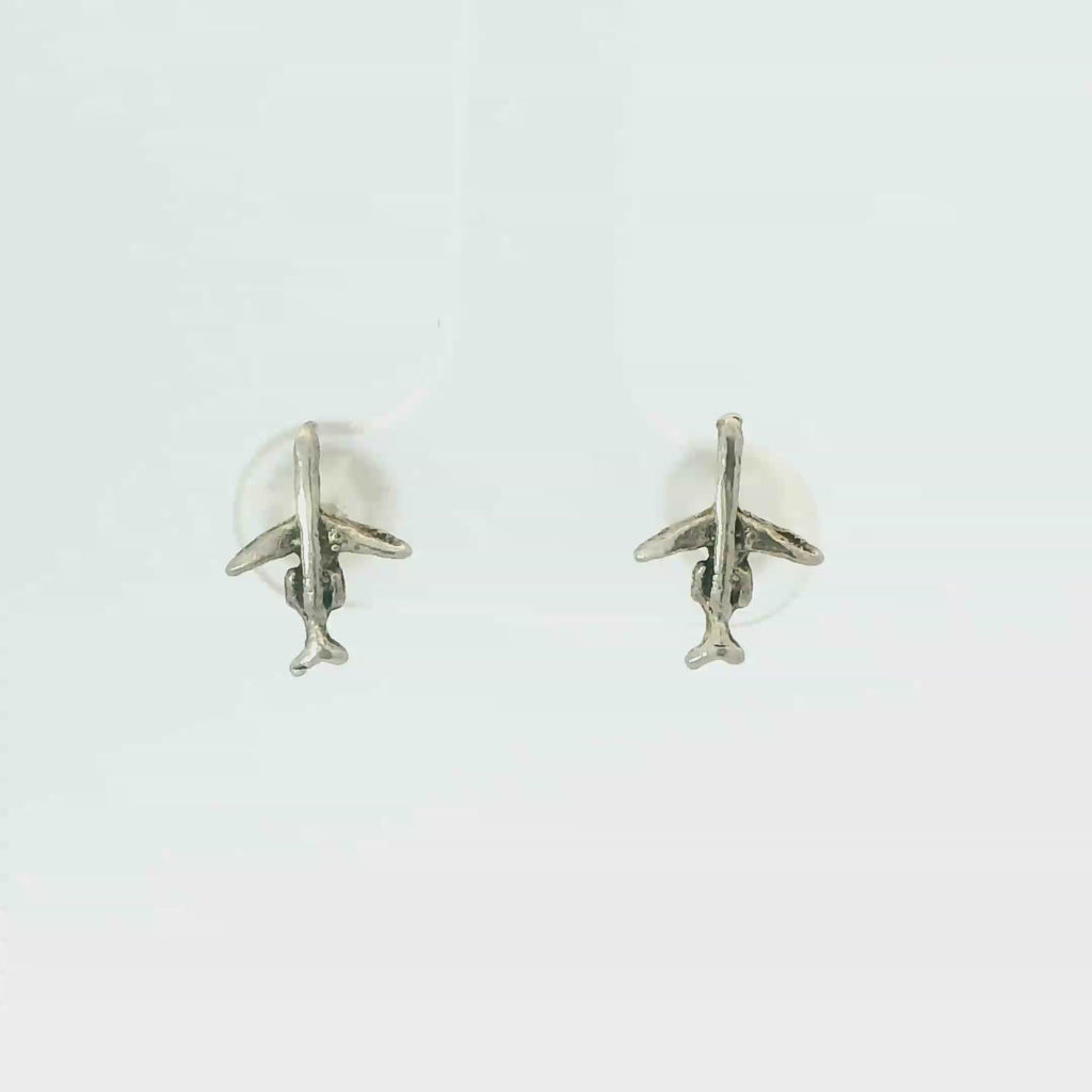 TINY PLANE STERLING SILVER EARRINGS