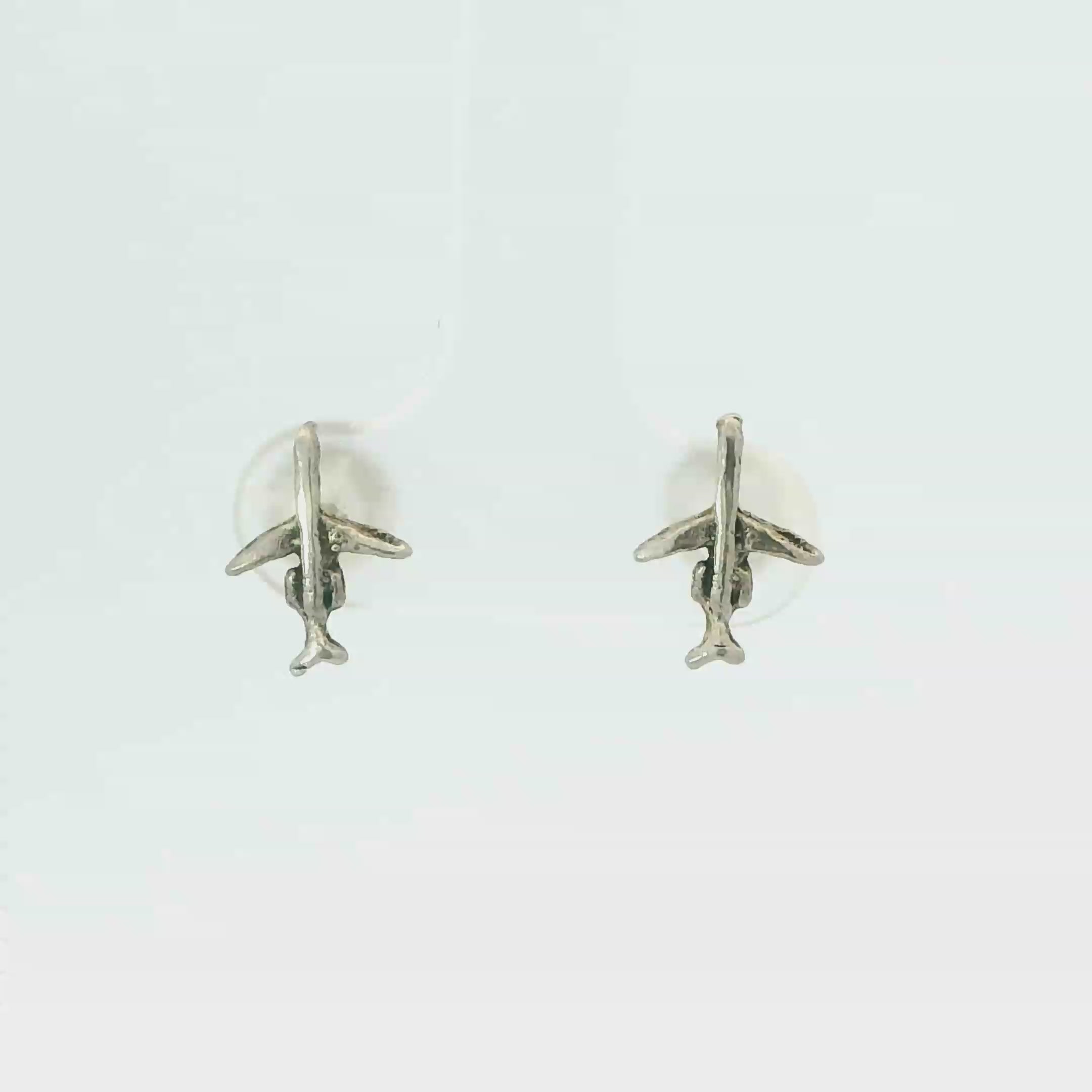 TINY PLANE STERLING SILVER EARRINGS