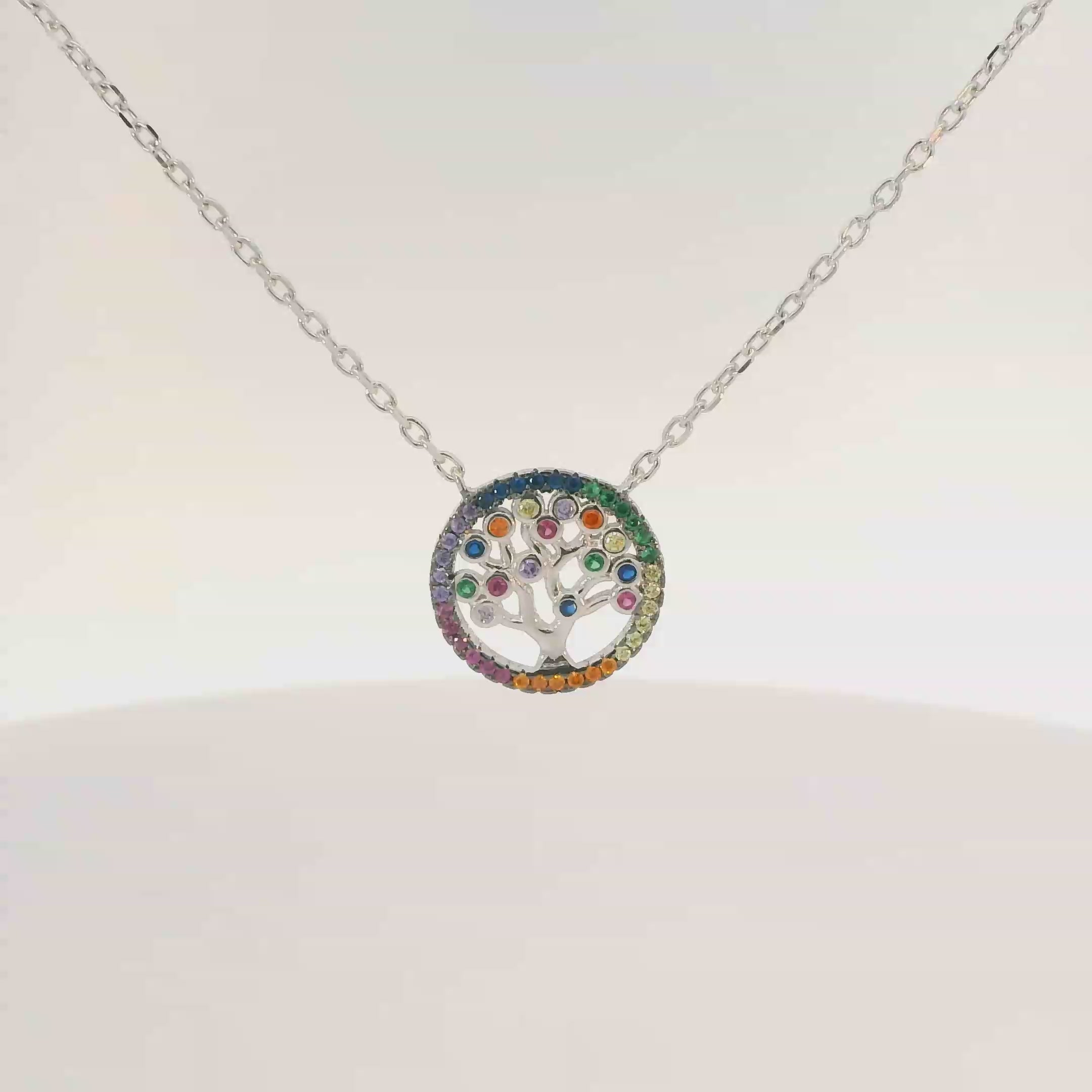 CUBIC ZIRCONIA STERLING SILVER NECKLACE (TREE OF LIFE) – JewelrybyDali