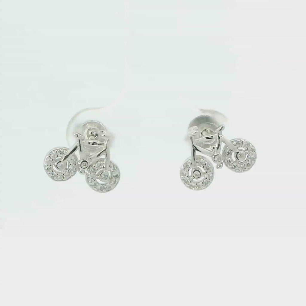 BICYCLE WHITE CUBIC ZIRCONIA STERLING SILVER EARRINGS