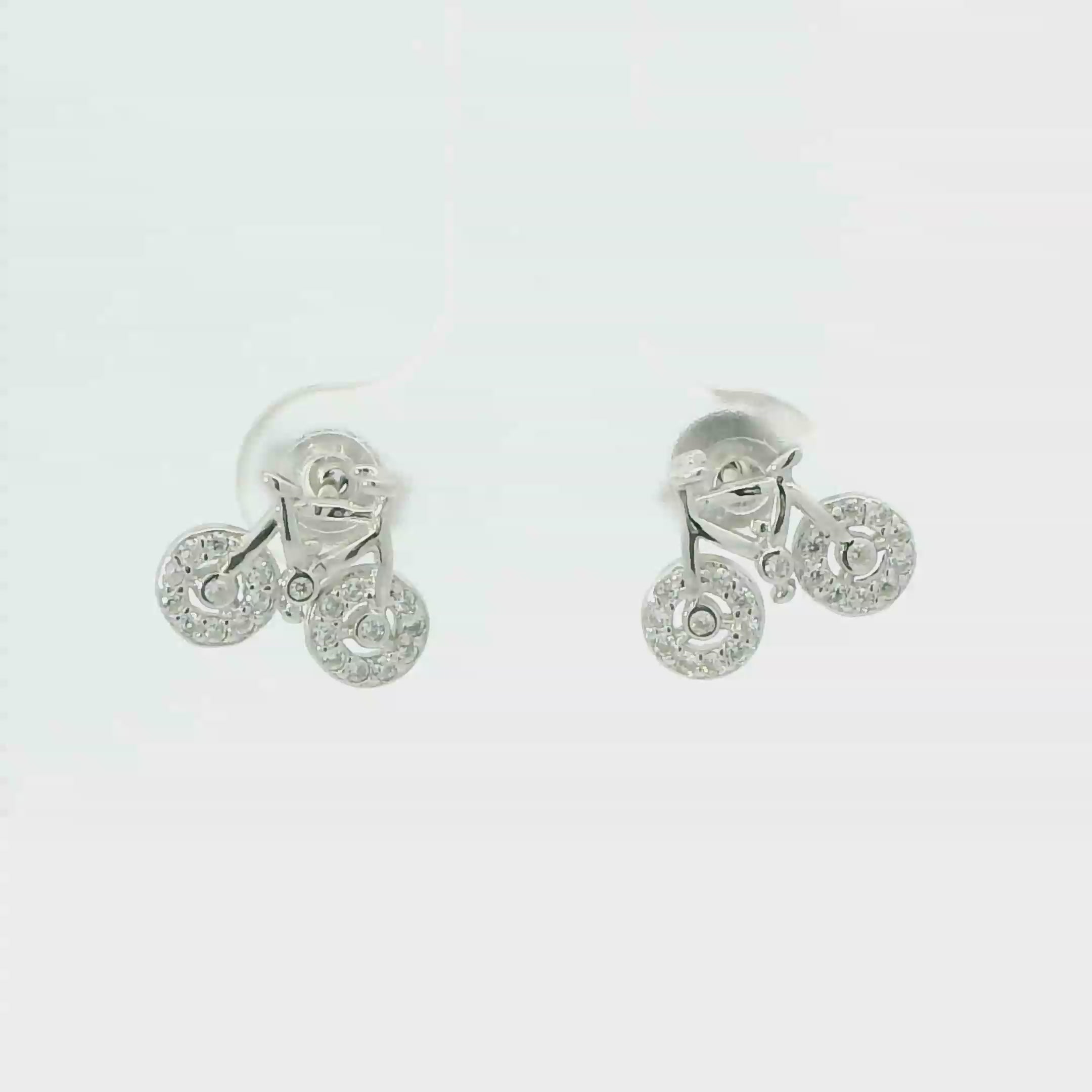BICYCLE WHITE CUBIC ZIRCONIA STERLING SILVER EARRINGS