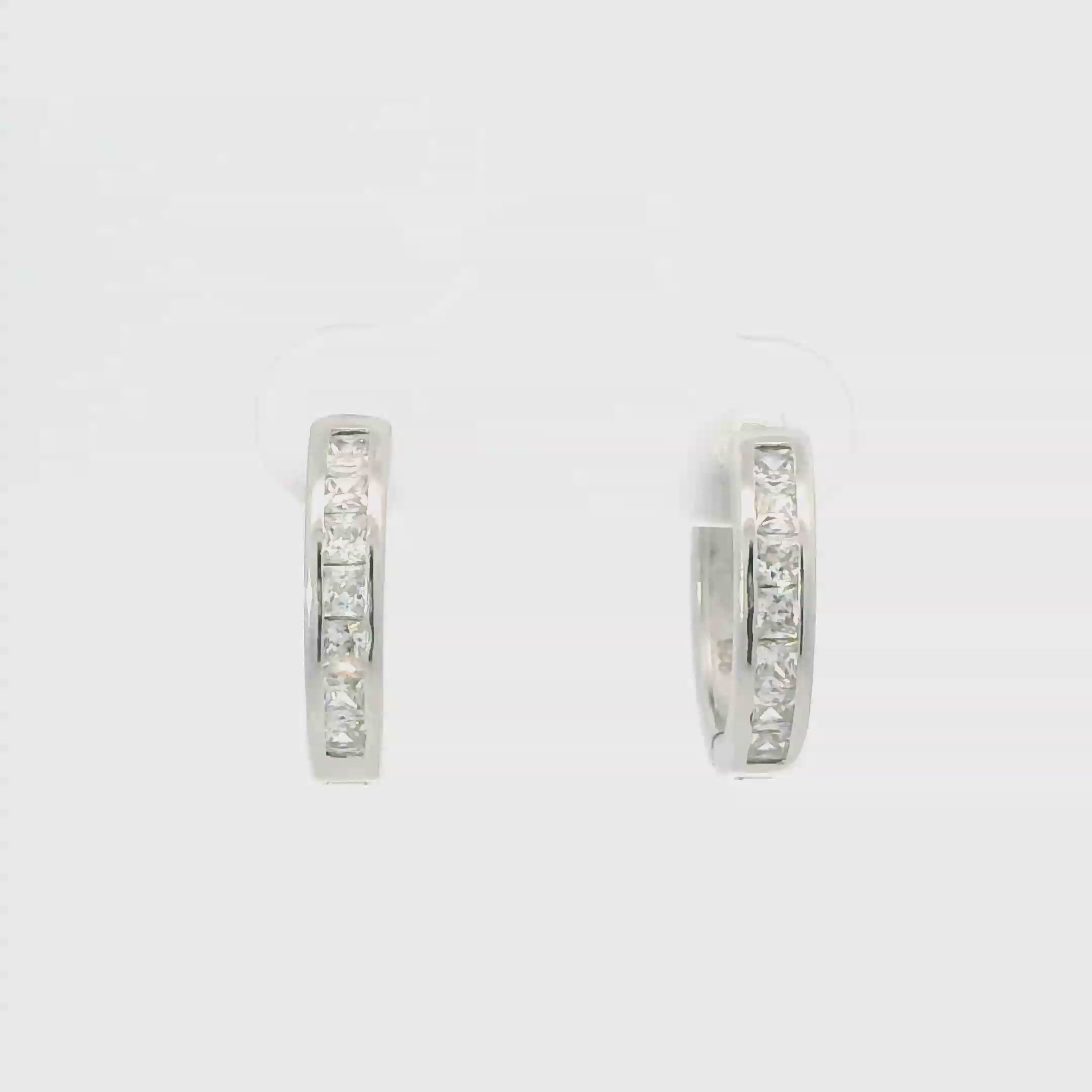 WHITE CUBIC ZIRCONIA STERLING SILVER EARRINGS (HOOP)