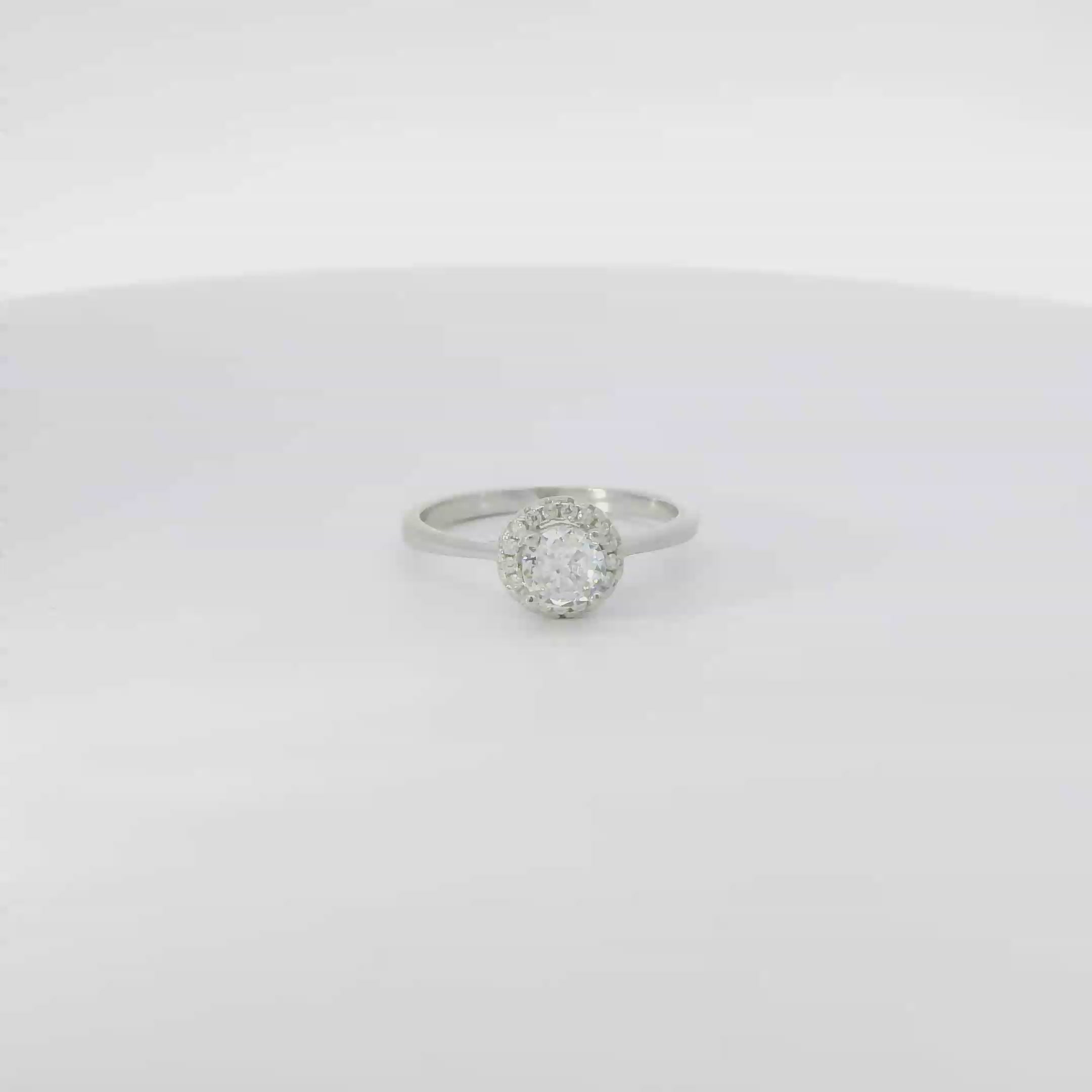 WHITE CUBIC ZIRCONIA STERLING SILVER SOLITAIRE ENGAGEMENT/WEDDING RING (ROUND)