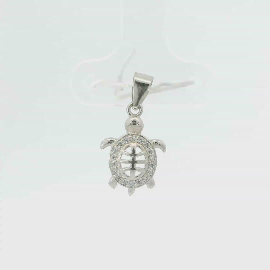 WHITE CUBIC ZIRCONIA STERLING SILVER PENDANT (TURTLE)
