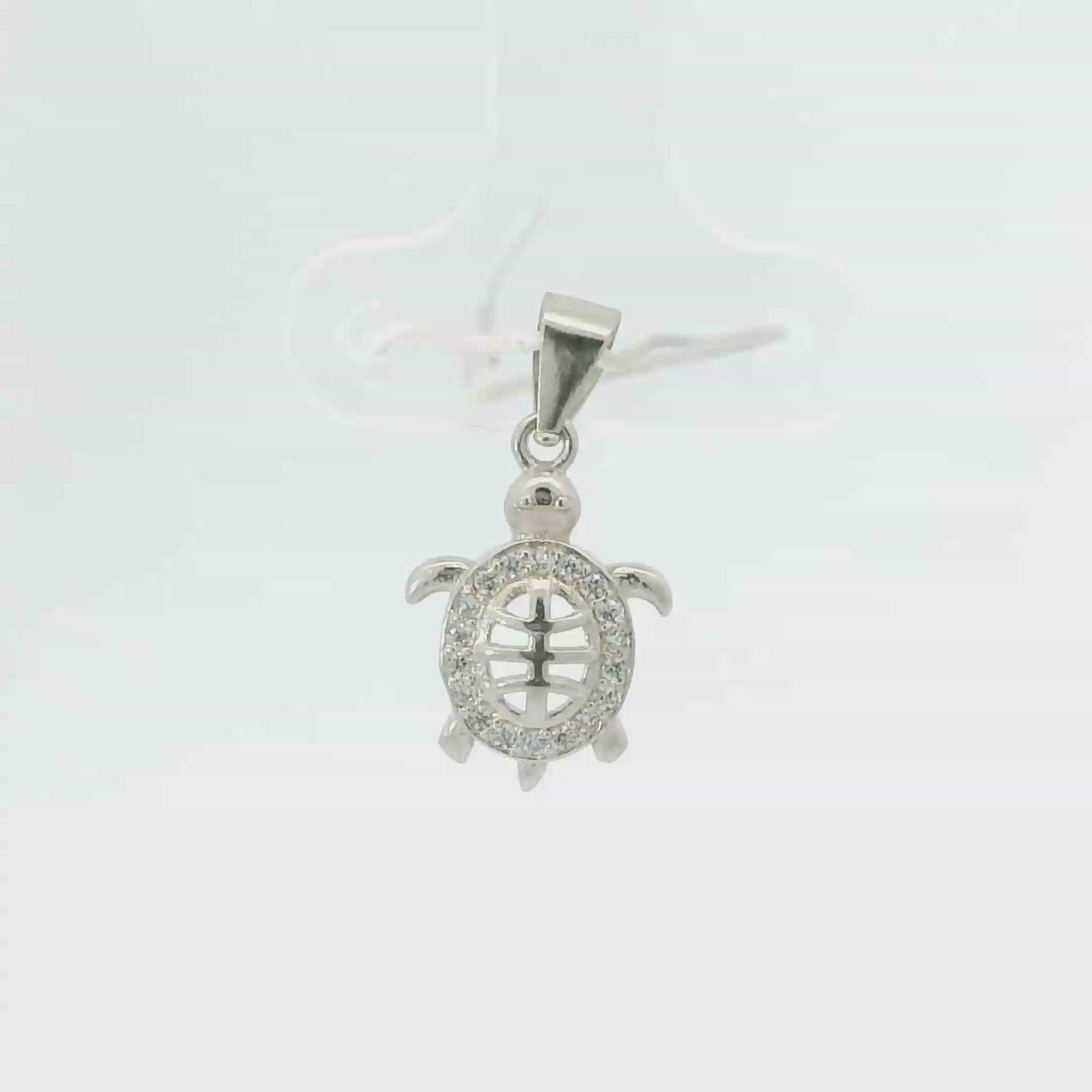 WHITE CUBIC ZIRCONIA STERLING SILVER PENDANT (TURTLE)