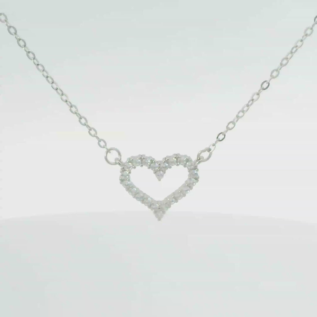 CUBIC ZIRCONIA HEART STERLING SILVER NEKLACE