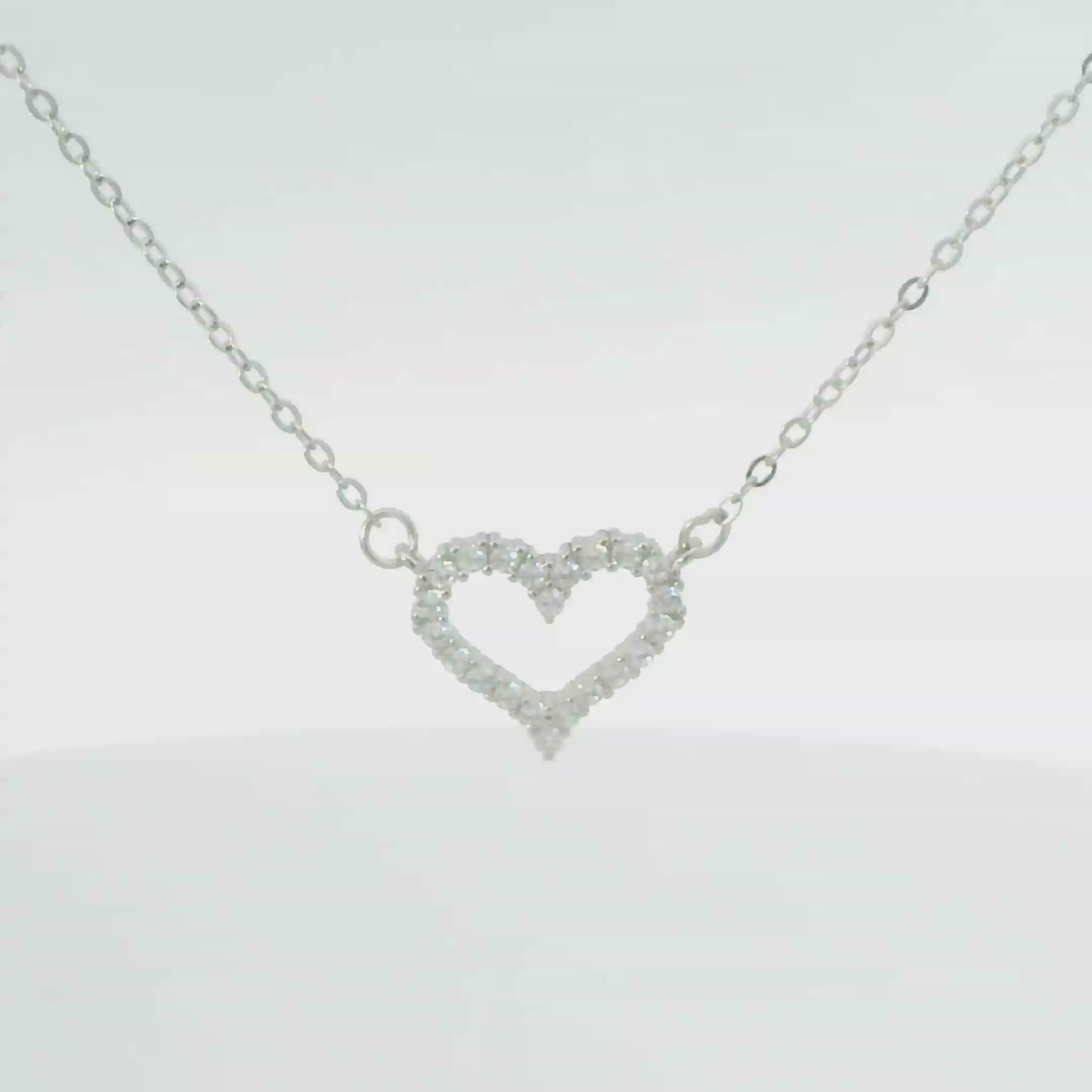 CUBIC ZIRCONIA HEART STERLING SILVER NEKLACE