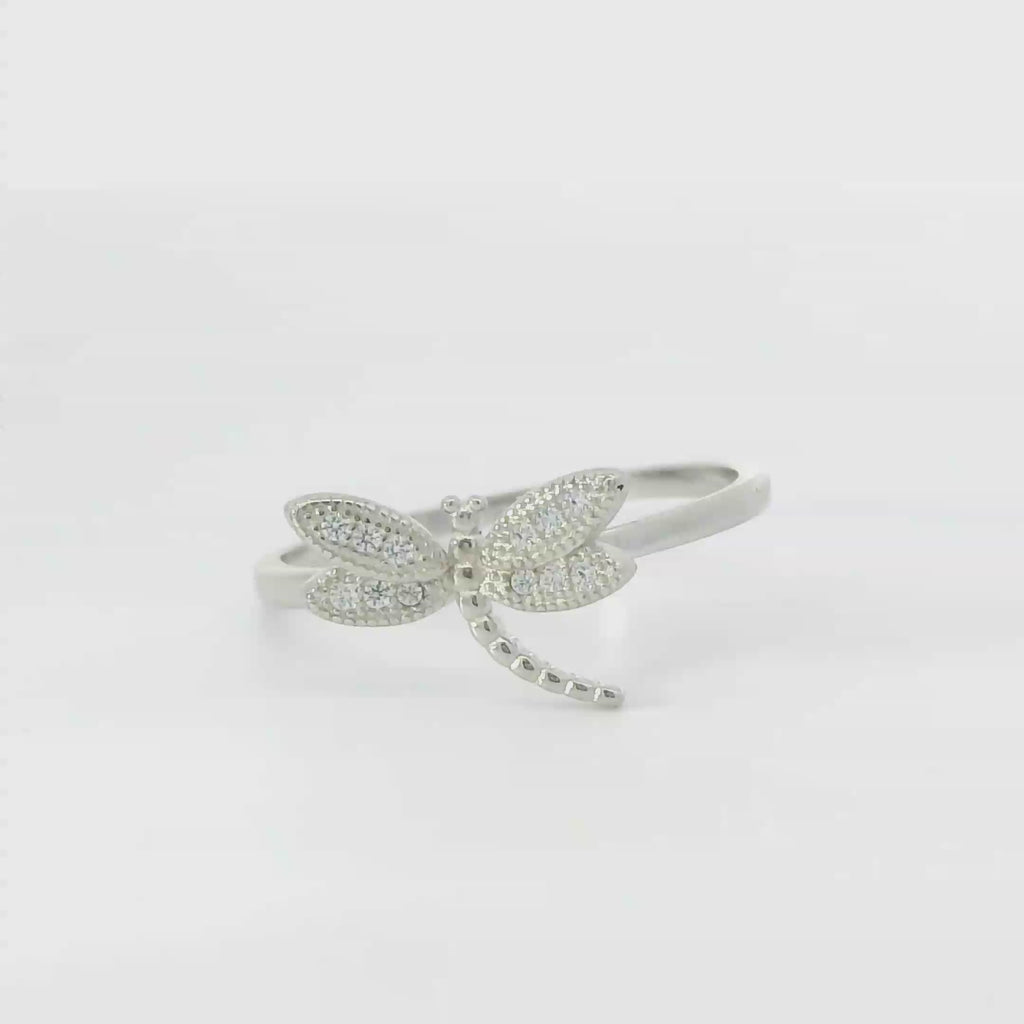 Sterling silver ring with cubic zirconia (Dragonfly)