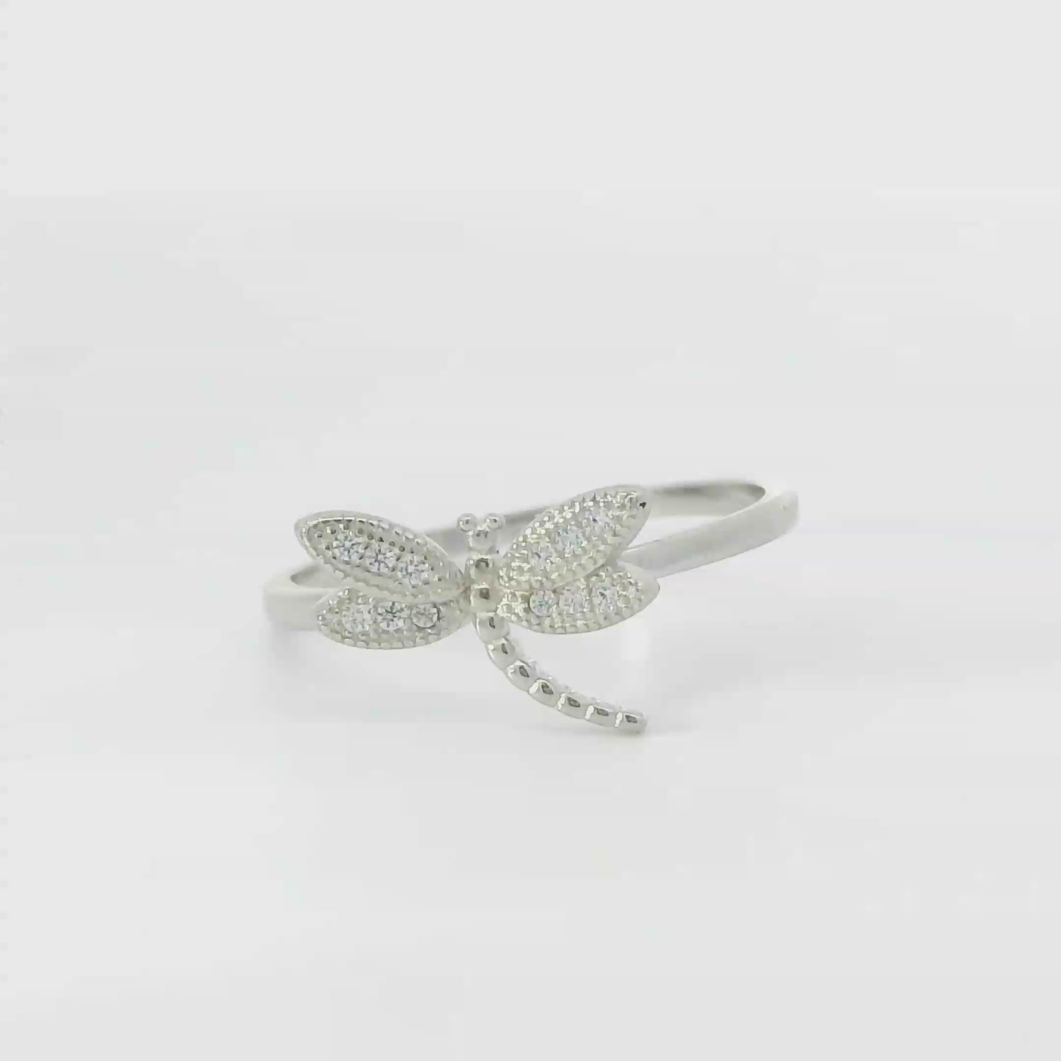 Sterling silver ring with cubic zirconia (Dragonfly)