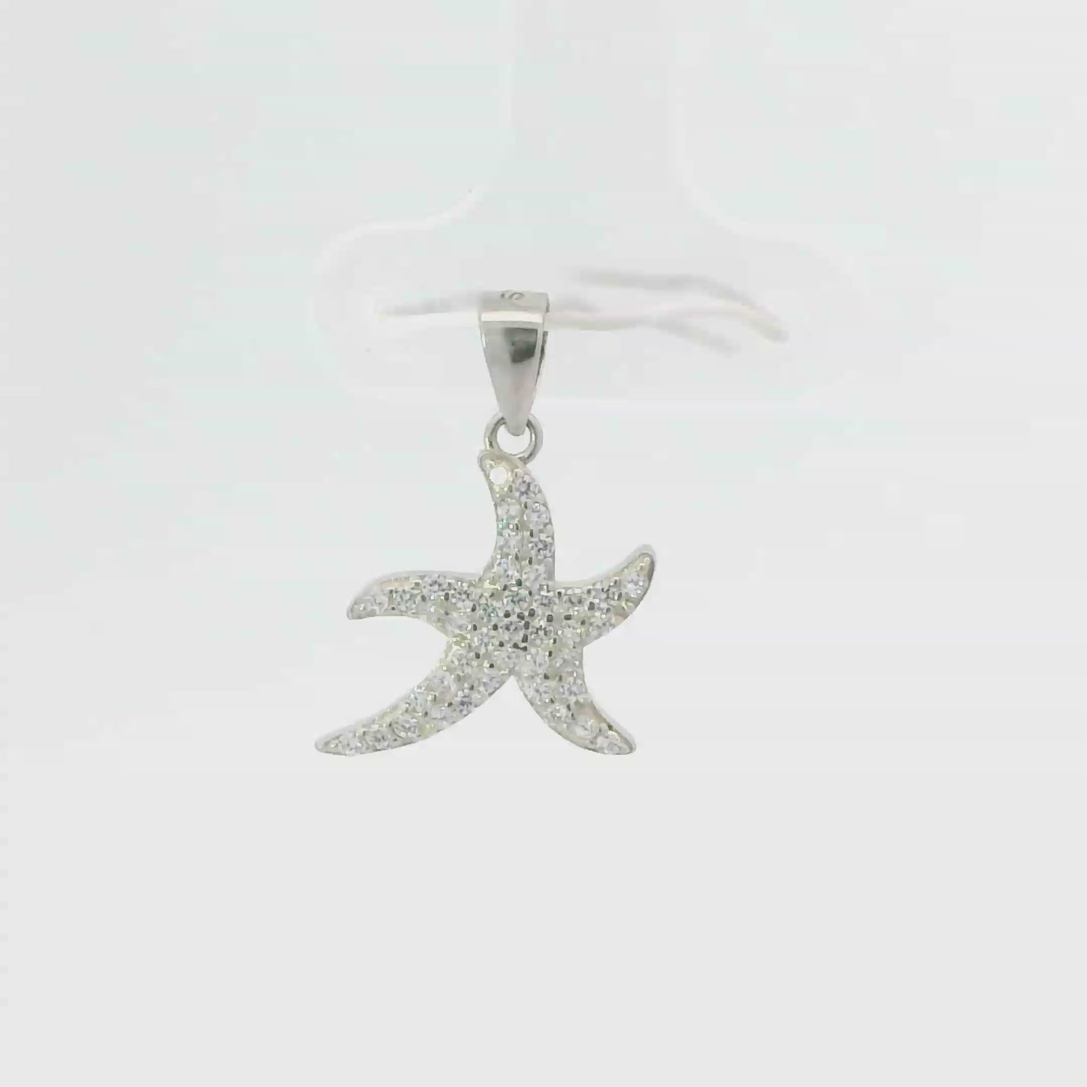 WHITE CUBIC ZIRCONIA STERLING SILVER PENDANT (STARFISH)