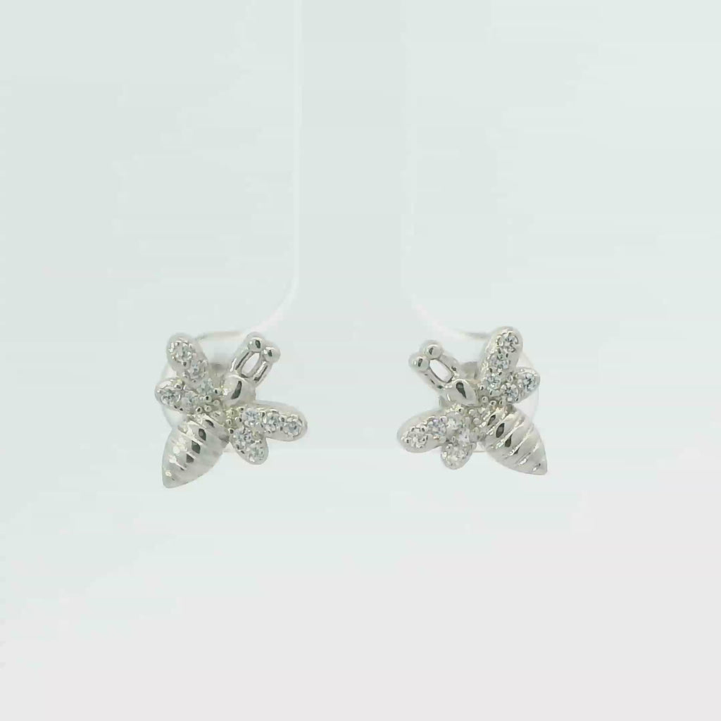 WHITE CUBIC ZIRCONIA STERLING SILVER EARRINGS (BEE)