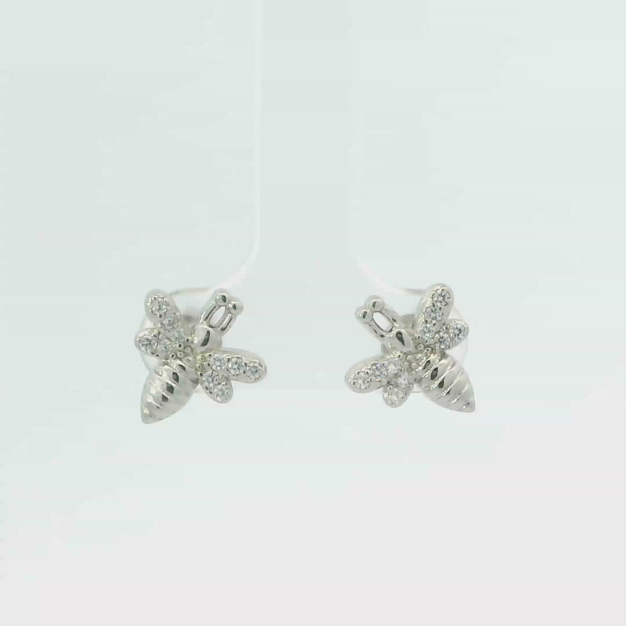 WHITE CUBIC ZIRCONIA STERLING SILVER EARRINGS (BEE)